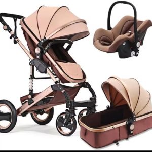 Belecoo Q3 High Landscape Lightweight Baby Stroller Carseat Combo Buggy -Brown